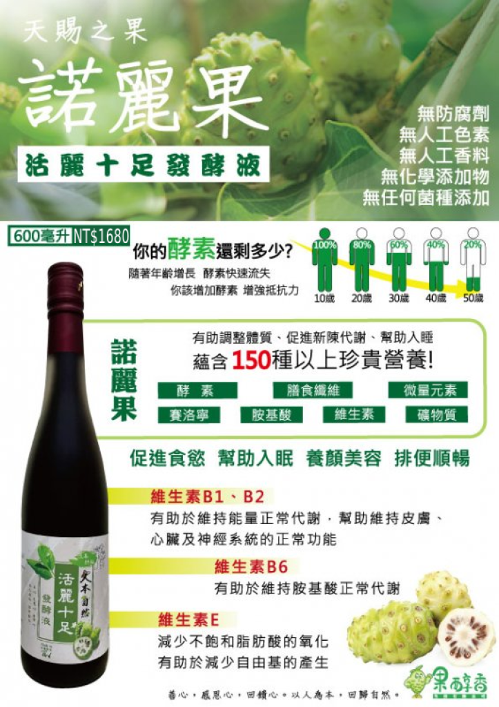 熱帶黃金的秘密！【諾麗果】水果酵素 