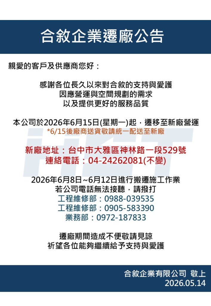 合敘企業遷廠公告