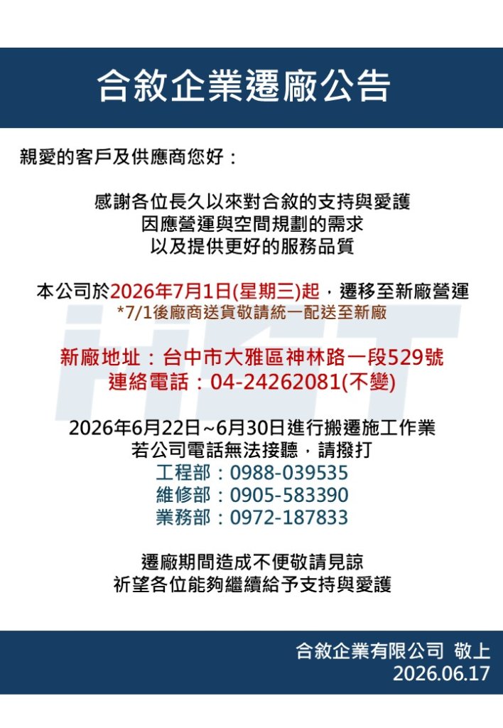 合敘企業遷廠公告