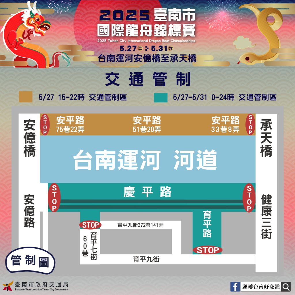 2025臺南國際龍舟錦標賽明登場 交通管制實施中籲民眾提早規劃