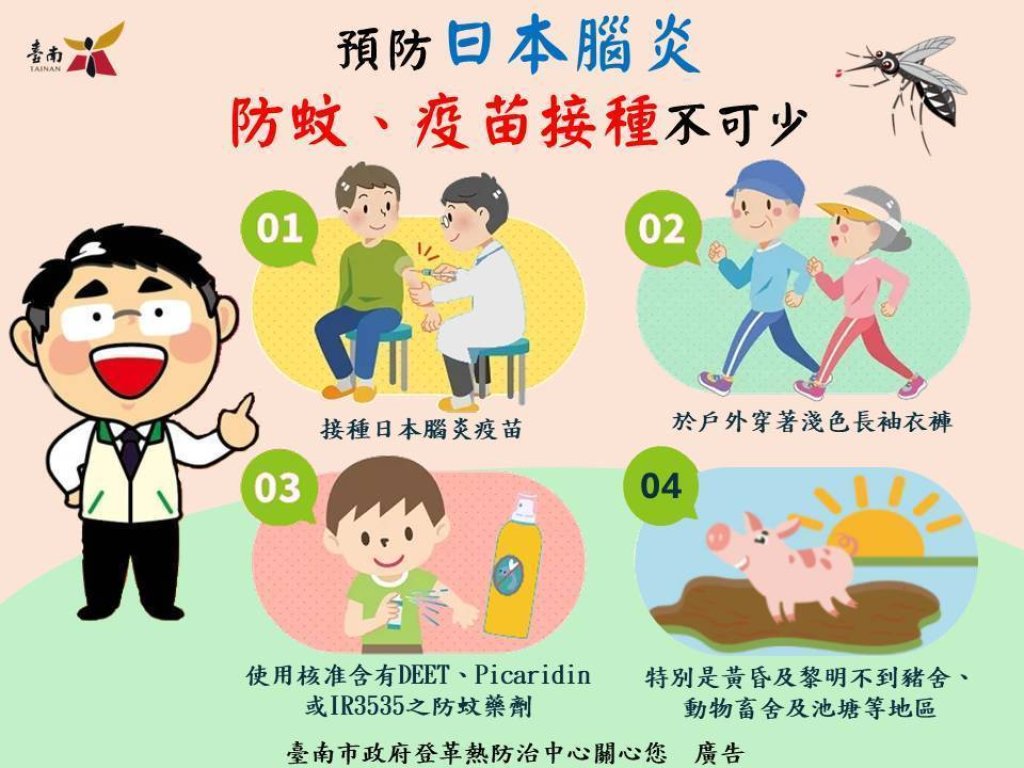 國內累計6例日本腦炎確診！台南雖無病例 市長黃偉哲籲防蚊、接種疫苗不鬆懈