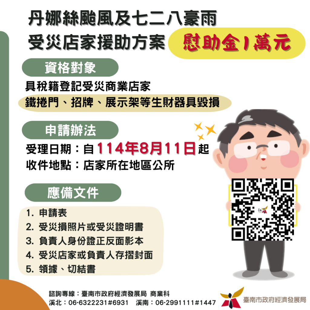 南市府率全國之先   店家生財器具災損  以從寬、從速、從簡辦理