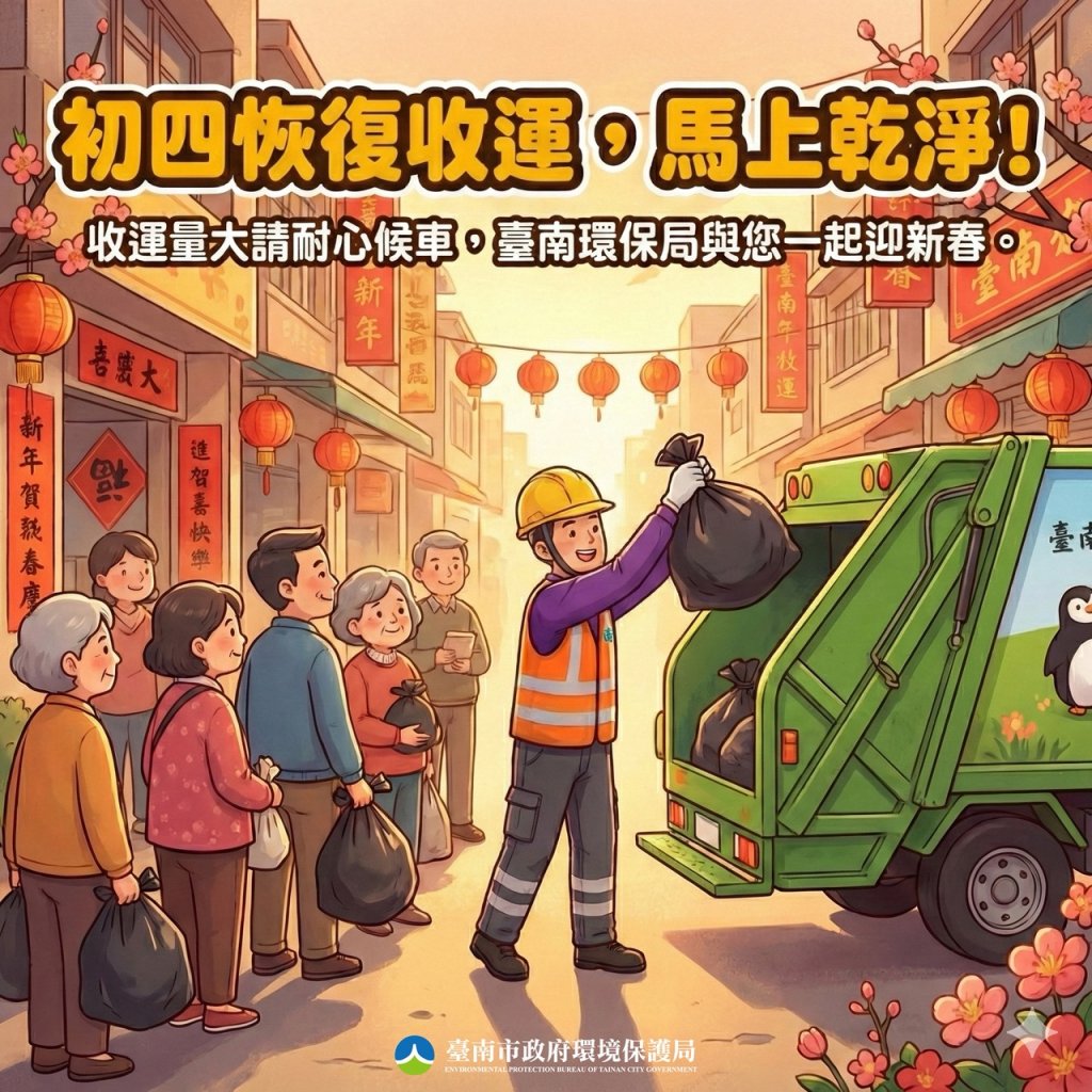 春節環保不停工    初四恢復收運迎新春