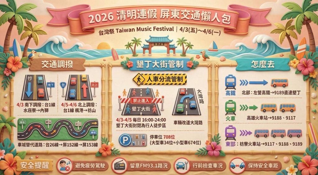 台灣祭連假登場　屏東警整合即時路況讓出遊不踩雷