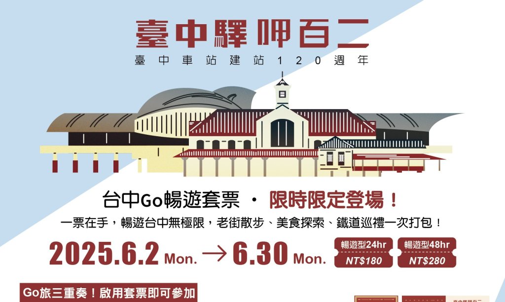 台中有Go讚！「台中驛呷百二」暢遊套票6/2-6/30開賣 公車捷運搭到飽<大和傳媒>