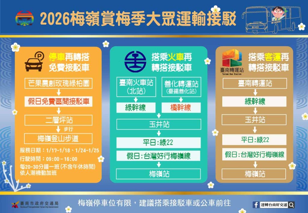 輕鬆賞梅趣 市府鼓勵多利用停車接駁或搭公車遊梅嶺<大和傳媒>