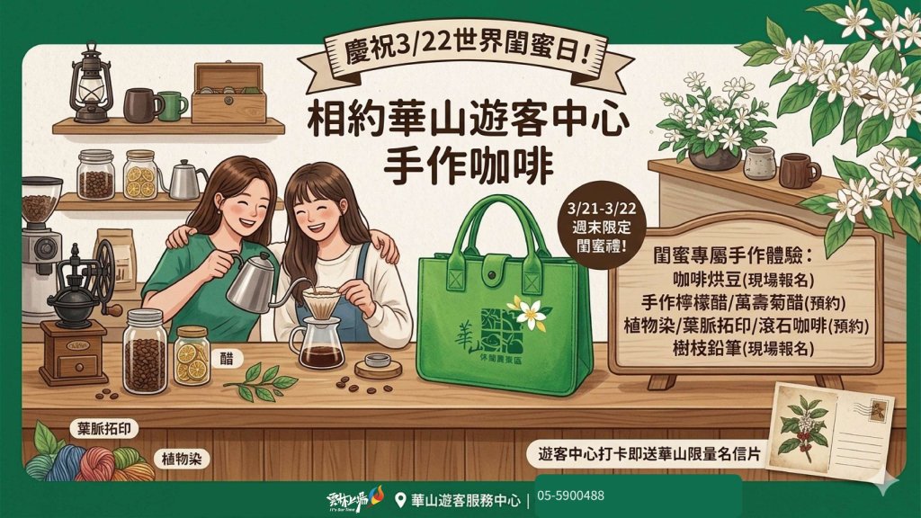 慶祝3/22世界閨蜜日！相約雲林古坑華山遊客中心手作咖啡<大和傳媒>