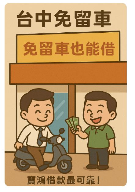 「台中免留車借款插圖|寶鴻當舖資金週轉不押車Q版圖」