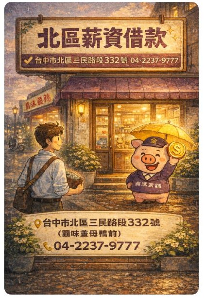 【台中生存指南】口袋空空比薑母鴨沒加酒還寒？北區、北屯、太平需要薪資借款的朋友請進！