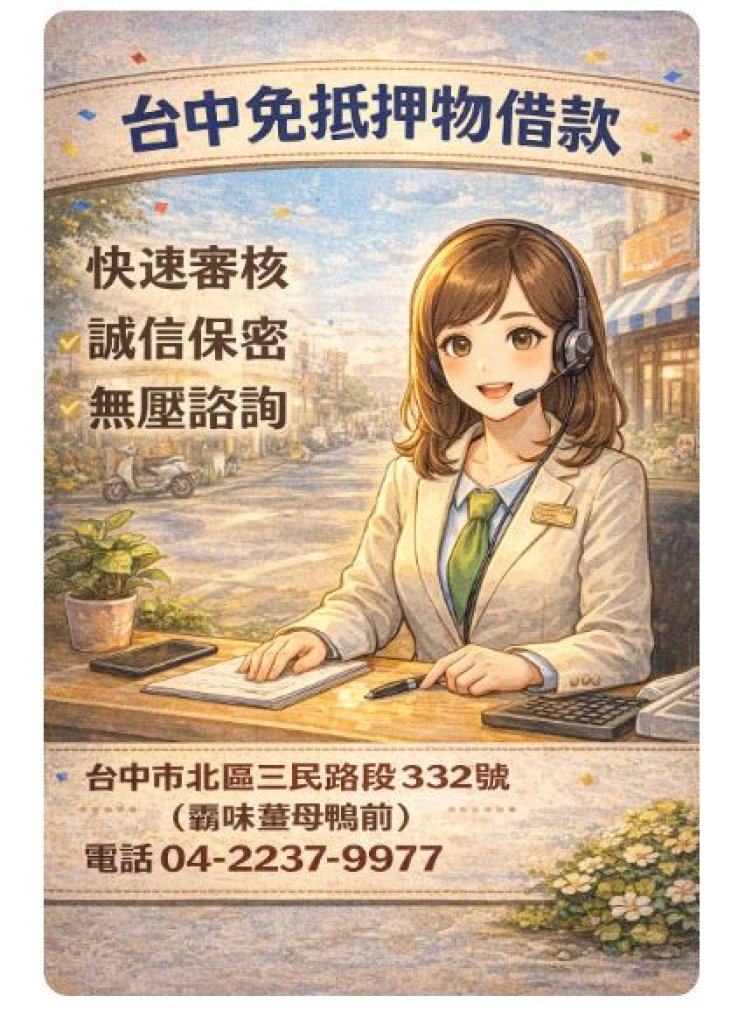 錢到用時方恨少？台中北區/北屯/太平最強應援，免抵押讓你優雅過關！