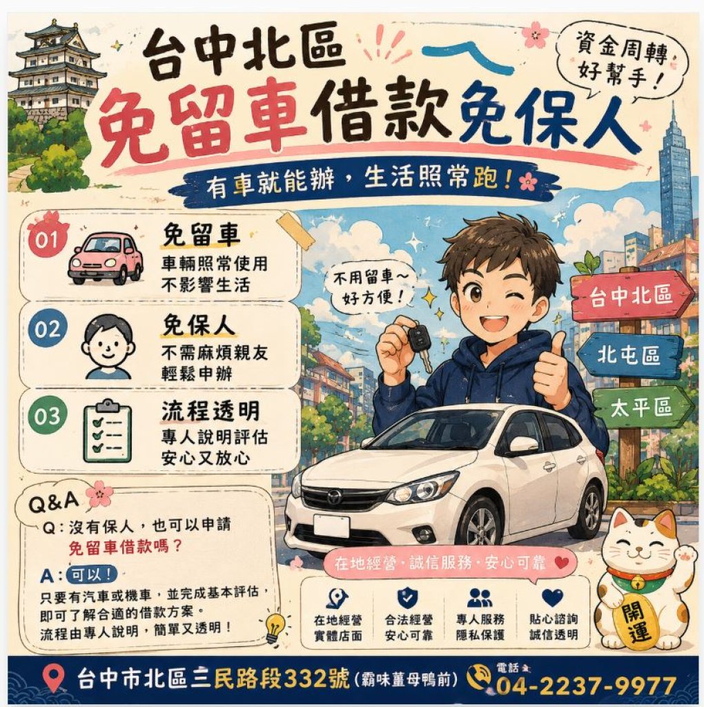 【台中北區薪資借款免保人】