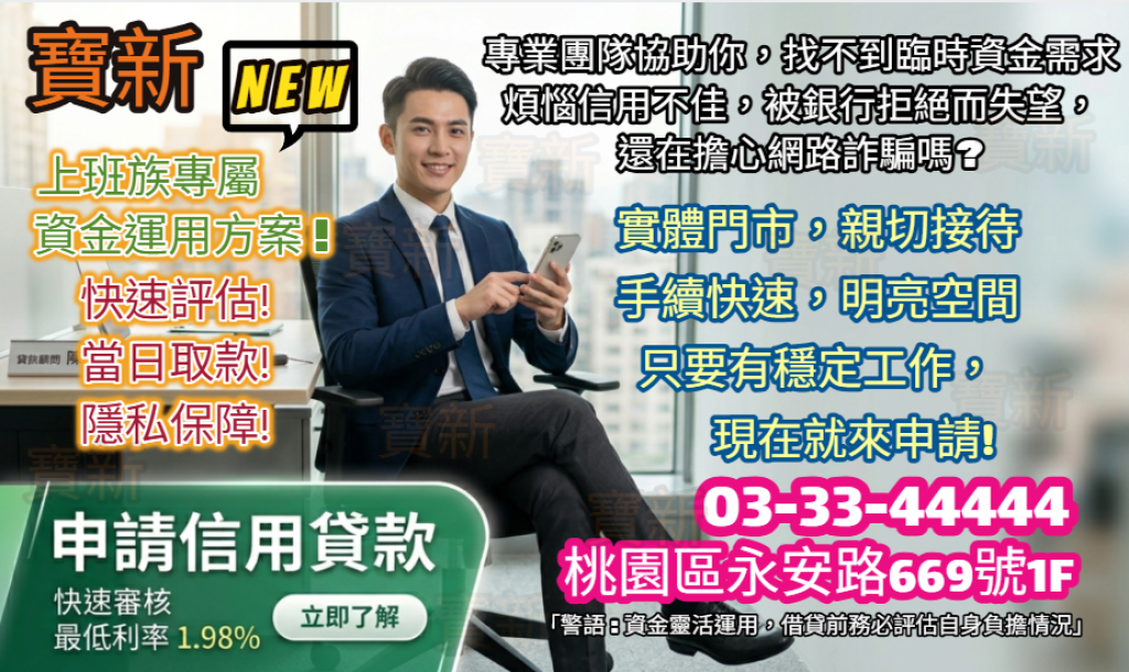 桃園紓困借款333資金救急貸款等民間融資平台