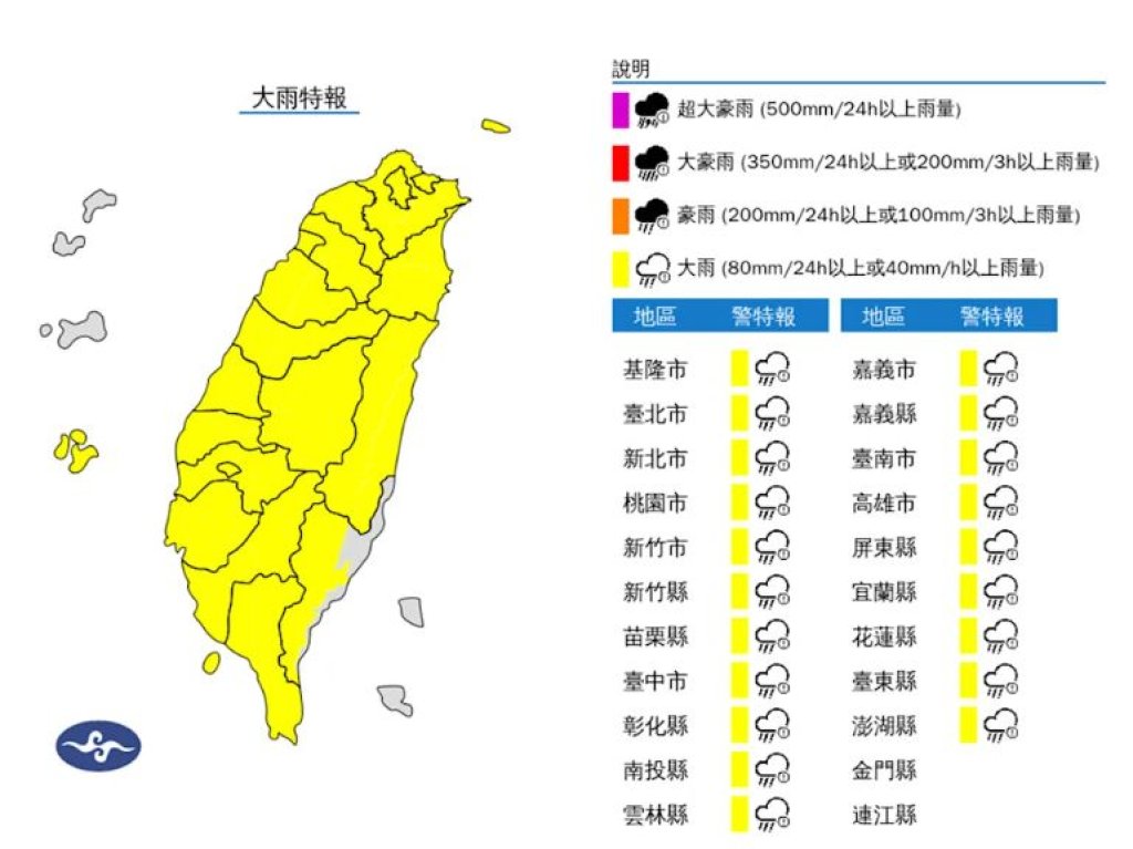 台中北區軍公教紓困當舖【天氣情報】鋒面影響，雨勢來不停，9縣市大雨特報！！