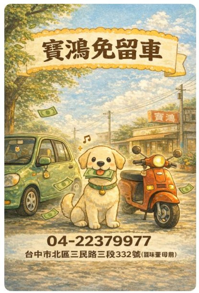 【台中借錢推薦】北區、北屯、太平汽機車借款免留車｜急用周轉不求人，寶鴻當舖陪您度過難關！