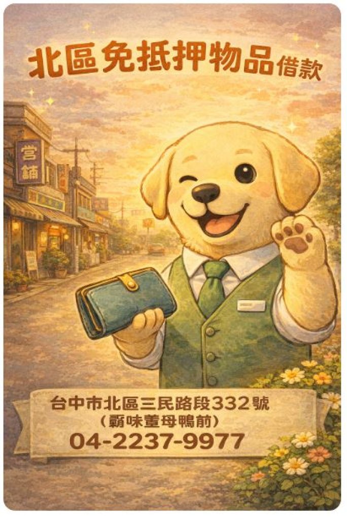 人生難免有「汪」事如意，也有手頭緊到想跟拉不拉多借錢時？台中北區免抵押借款救星在此！