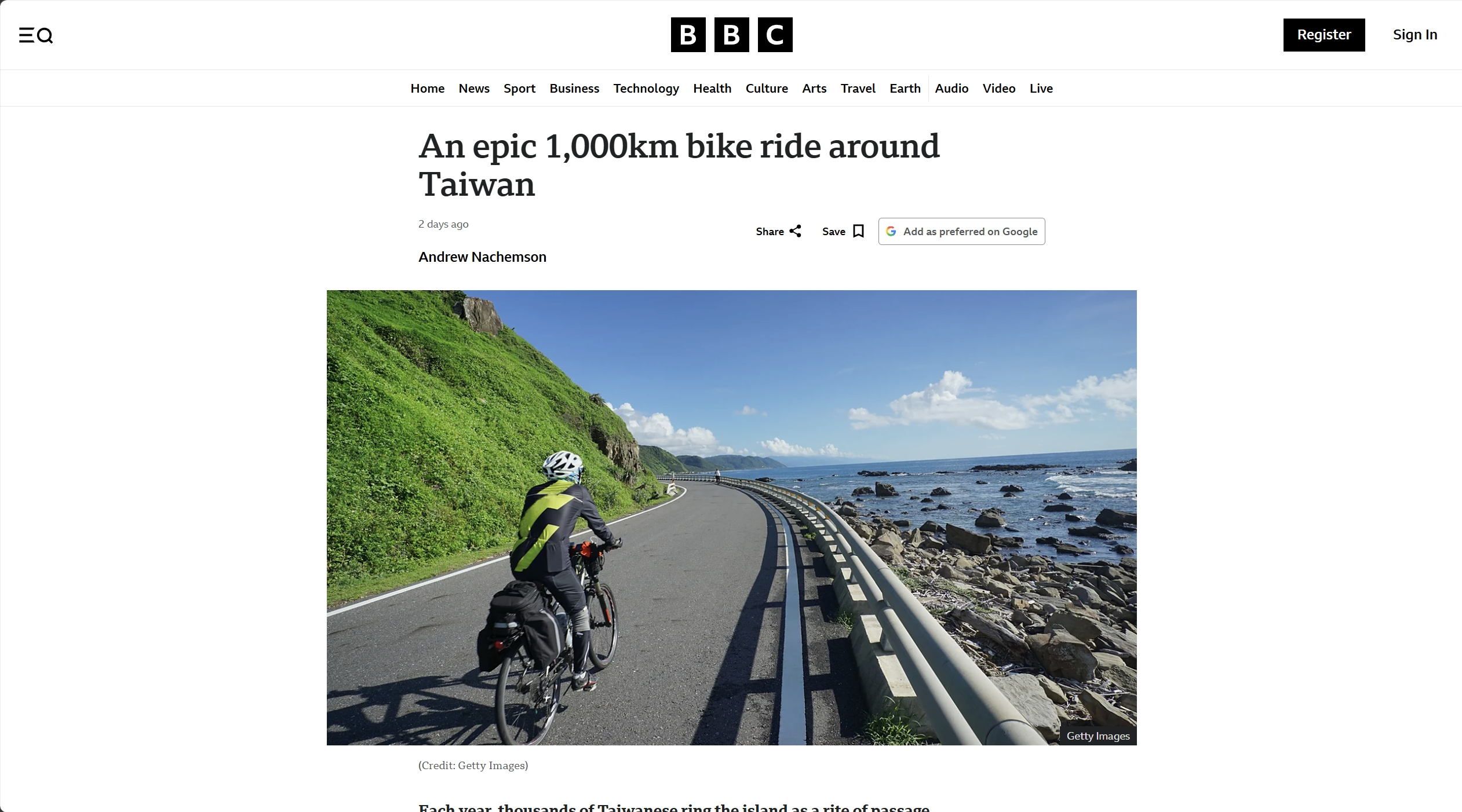 ▲BBC盛讚台灣單車環島!千公里成人禮紅到國外 驚呼:另一個世界(圖/翻攝自 BBC)