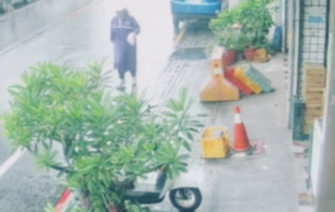 ▲周氏蝦捲遭潑百隻活蟑！雨衣怪客提洗衣網闖店，店員嚇傻驚叫（圖／記者王俊勝 翻攝）