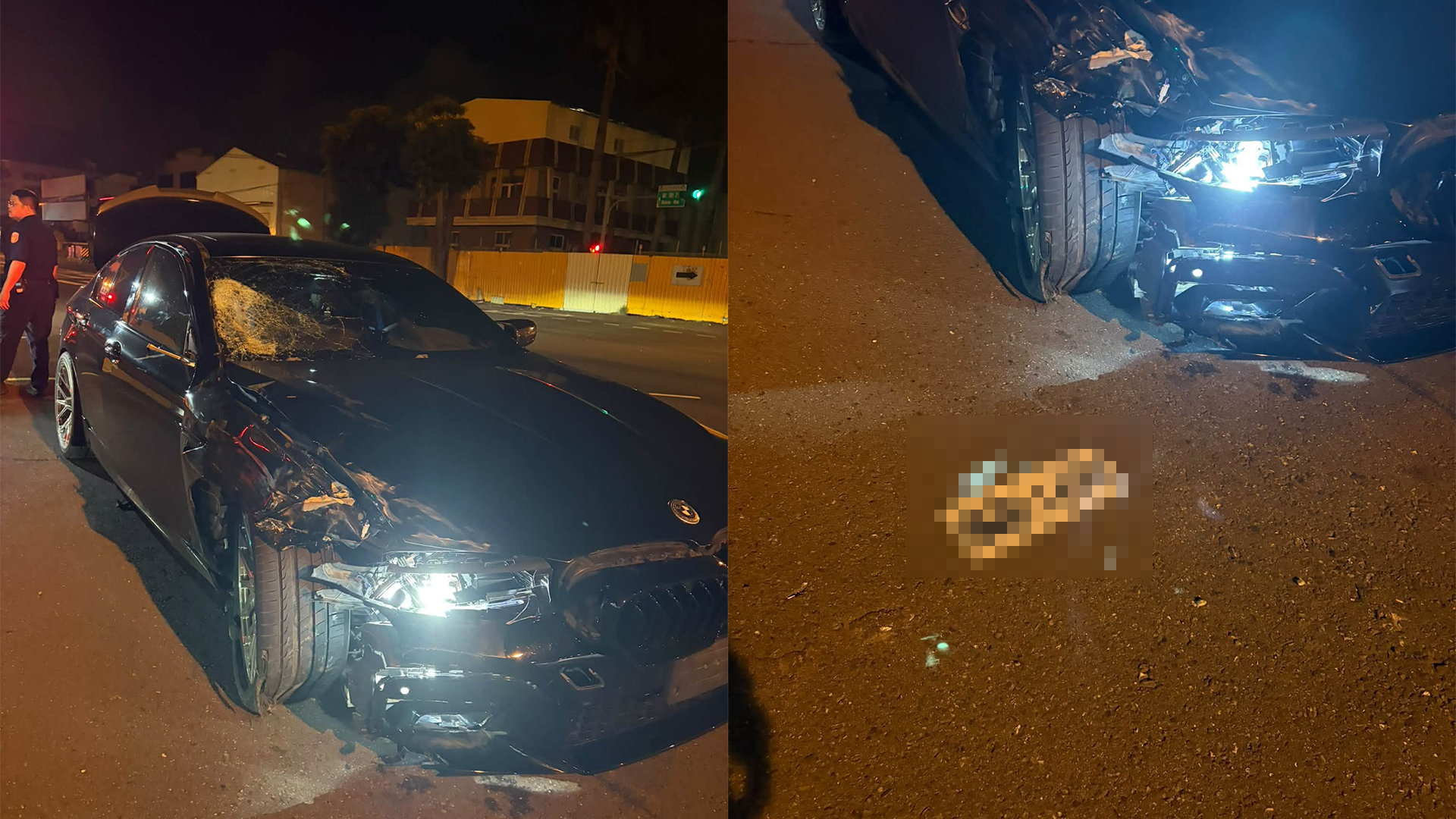 ▲台南BMW猛撞老翁!車頭撞爛「擋風玻璃破裂」1人OHCA、2人受傷(圖/記者王俊勝 翻攝)