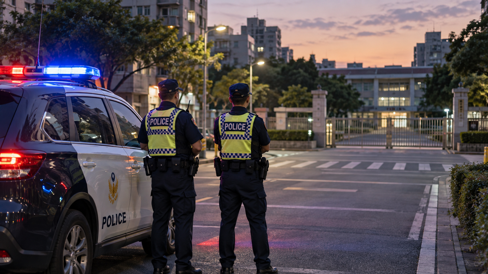 北市水源路槍擊案涉案人員已落網；警方針對校安疑慮表示，犯嫌當時的逃逸路線未經學校，師生安全無虞。（示意圖／AI生成）
