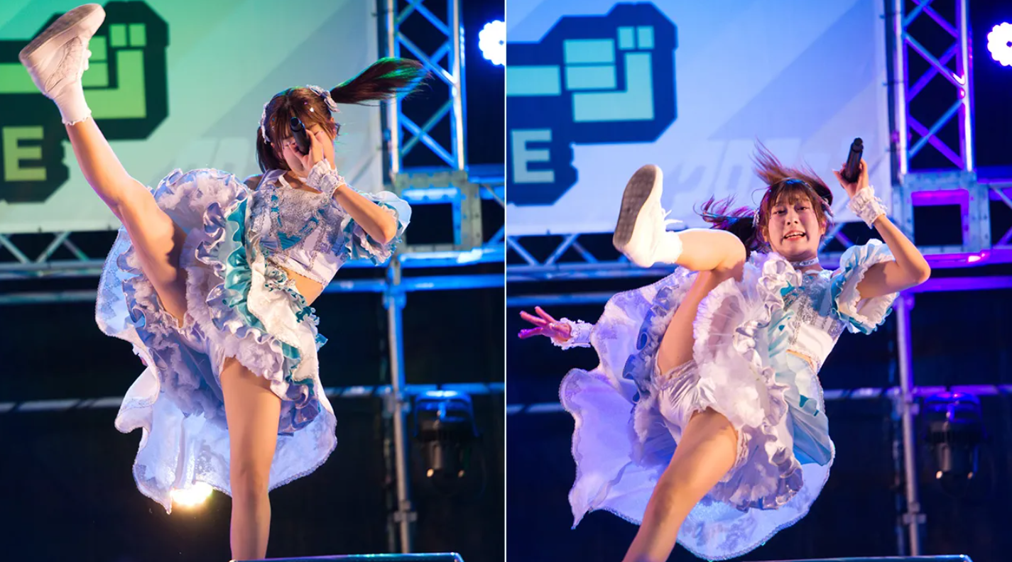 天城里緒菜舞台上意外跌倒。（圖／翻攝天城里緒菜X）