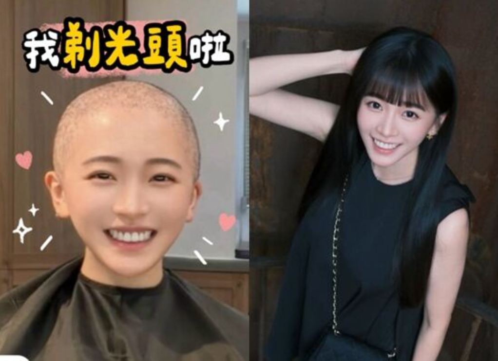 陳語謙因乳癌化療剃光頭髮。(圖/翻攝陳語謙IG)