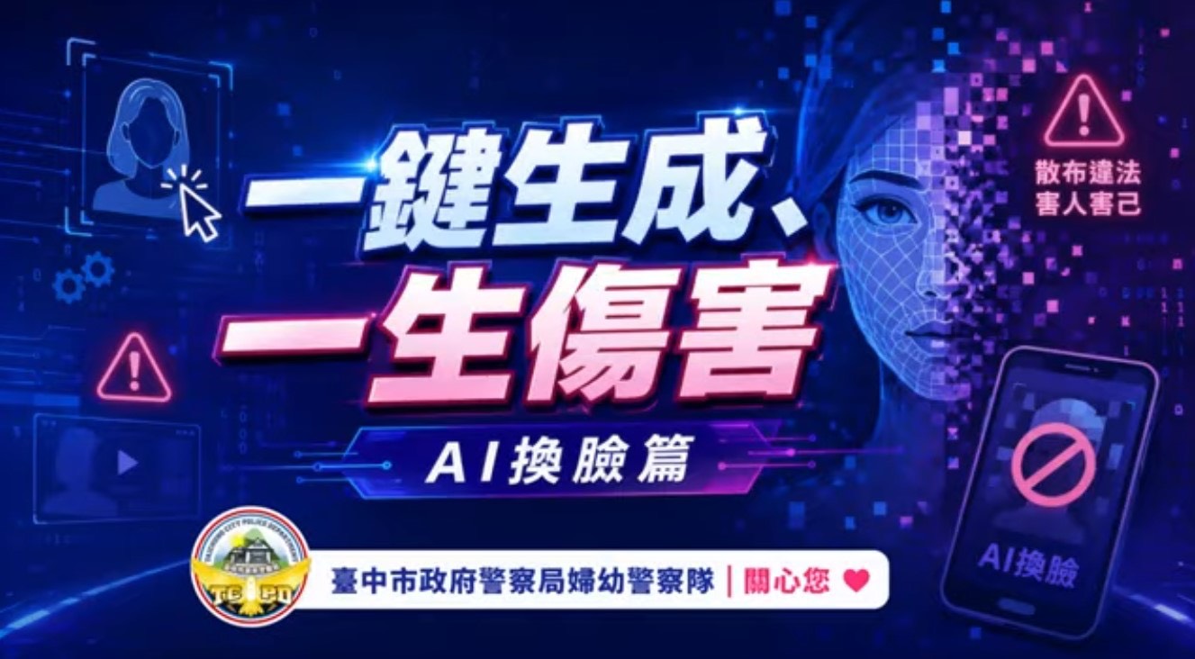 AI換臉惡作劇恐觸法！台中警國際女孩日示警：合成私密影像別亂傳