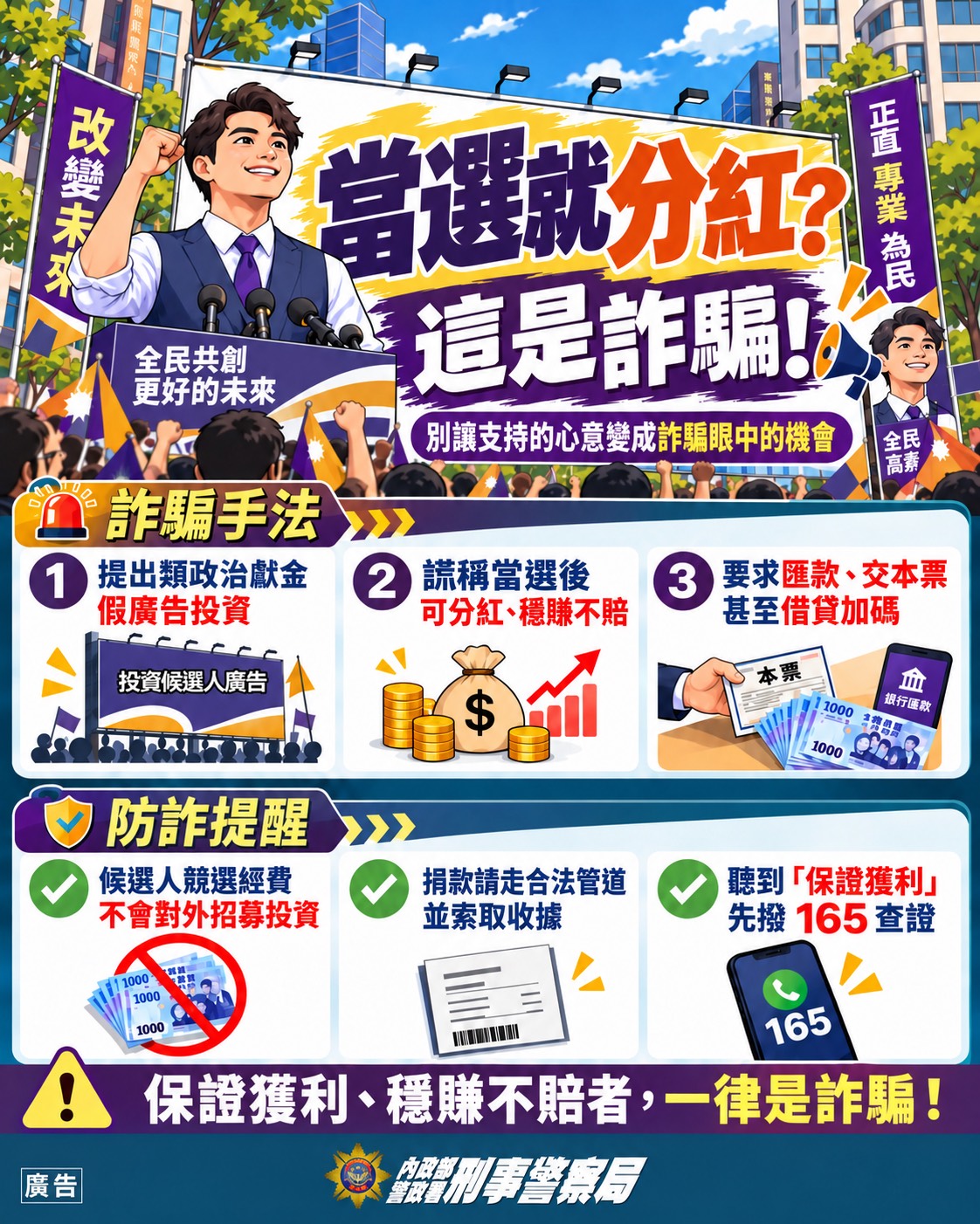 投資候選人廣告「當選就分紅」！高雄車廠老闆遭詐104萬　險再押豪車借90萬
