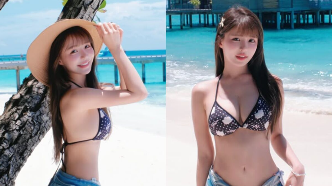 元元馬爾地夫大解放！深藍比基尼炸出上圍　辣秀事業線