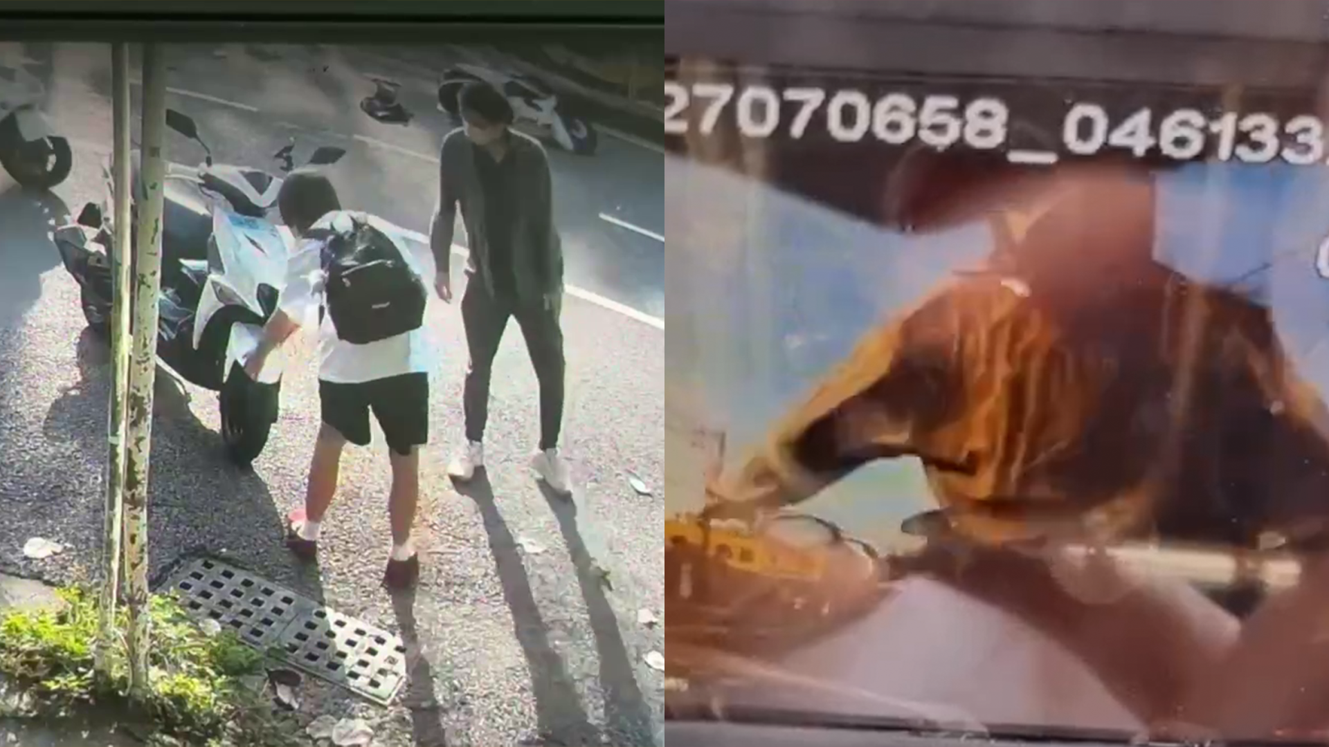 ▲女大生事故後，站一旁僅關心自己車損（圖／記者王俊勝 翻攝）