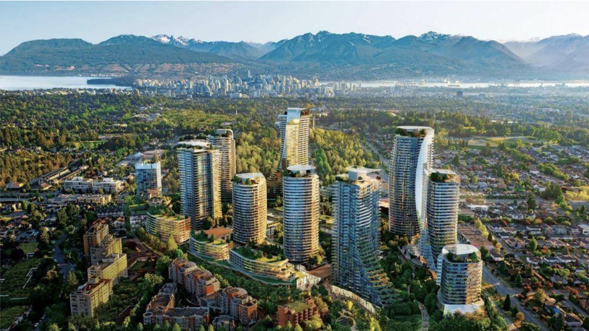 圖四｜Oakridge Park 被視為加拿大近年規模最大的城市更新計畫之一，集結住宅、商業、辦公與公共綠地功能，展現溫哥華未來十年的城市發展藍圖。