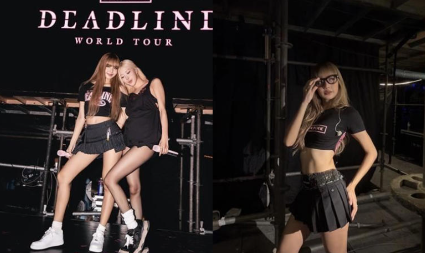 Lisa選穿台灣新銳品牌的百褶短裙與蕾絲短裙。(圖/翻攝Lisa IG)