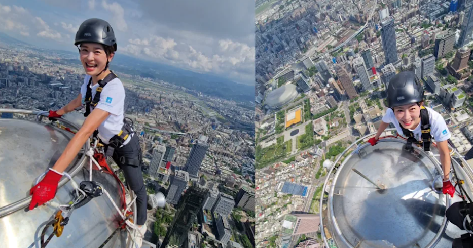 賈永婕攀上101頂端做宣傳。（圖／翻攝臉書）