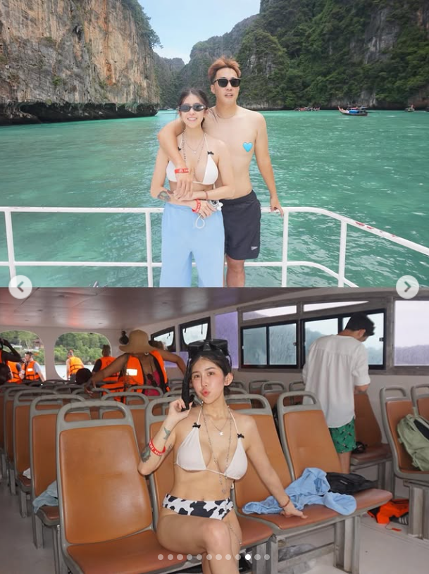 柔柔出國穿比基尼展現好身材。(圖/翻攝柔柔IG)