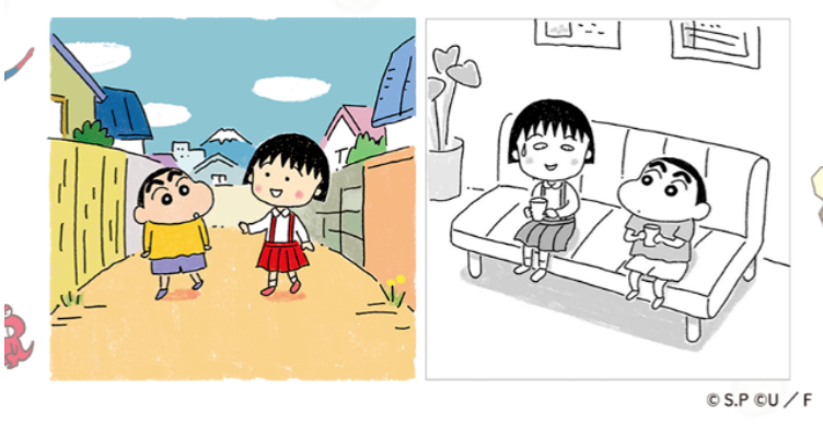 日本國民漫畫《櫻桃小丸子》與《蠟筆小新》首次合作。(圖/翻攝chibimaru.tv)