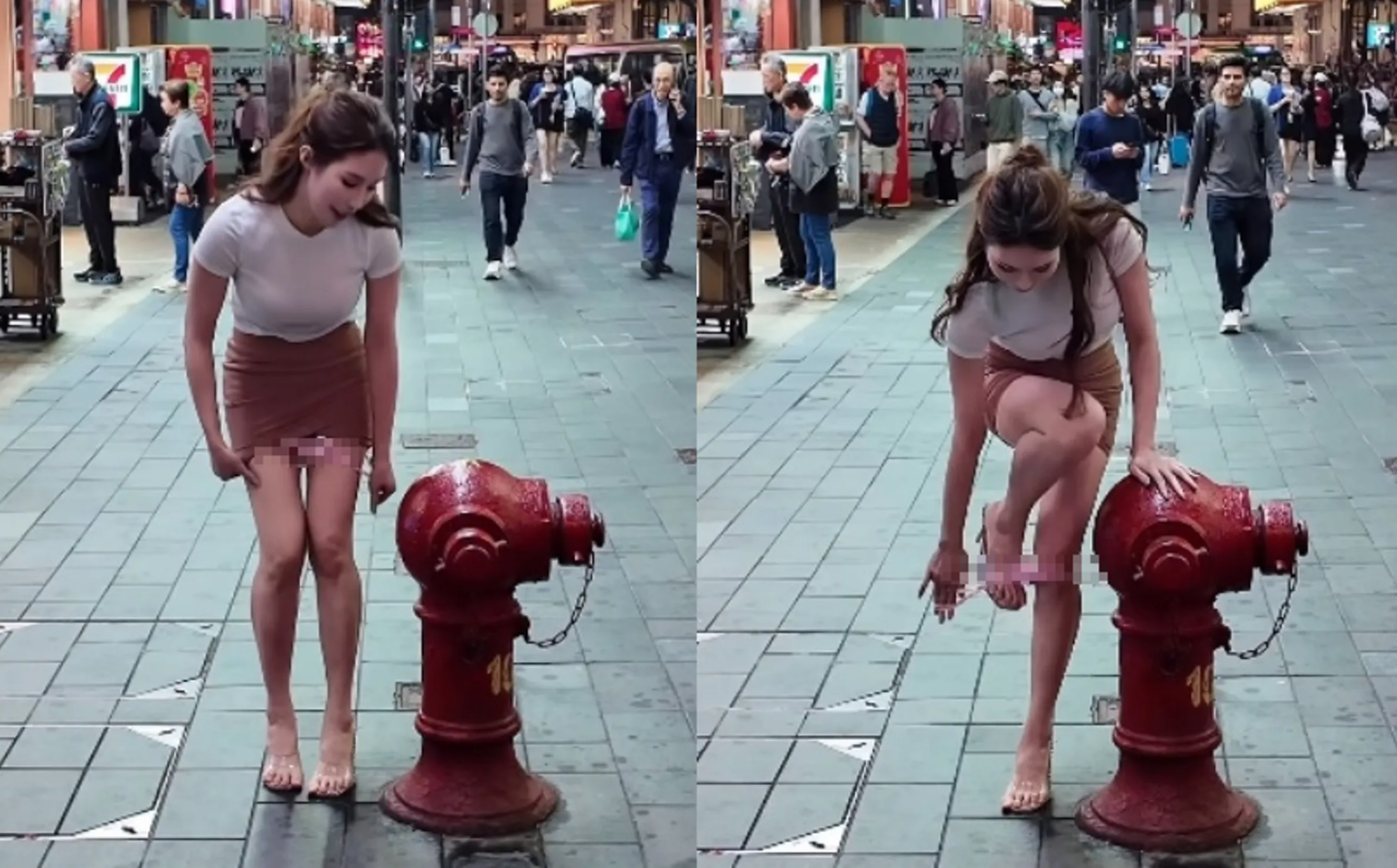 辛尤里在香港街頭直接脫內褲，引發網友討論。（圖／翻攝辛尤里IG）