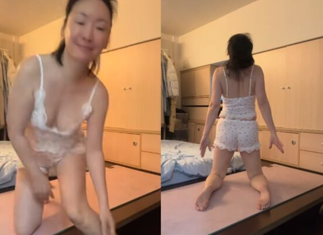 王俐人穿著性感睡衣分享居家生活。（圖／翻攝王俐人臉書）