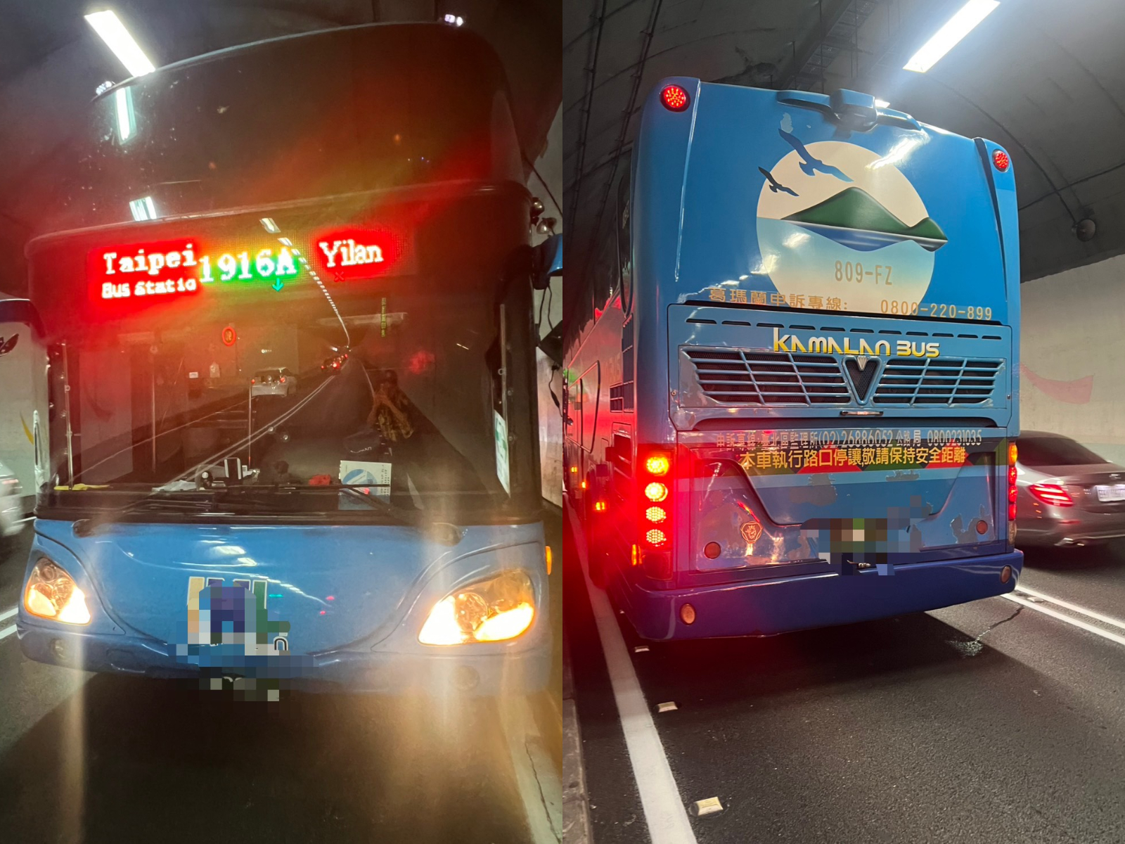 ▲19歲高姓小貨車駕駛疑似精神不濟，在內側車道偏移後，先擦撞外側車道36歲陳姓男子駕駛的大客車。（翻攝畫面）