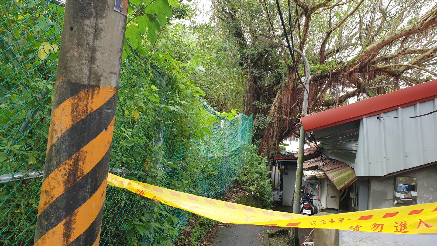 ▲警消及台電人員接獲通報後趕抵現場，立即拉起警戒線並進行斷電處理。（翻攝畫面）