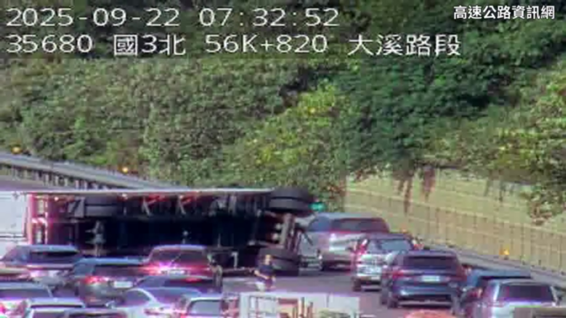 事故造成車流嚴重回堵,時速一度降至低於10公里。