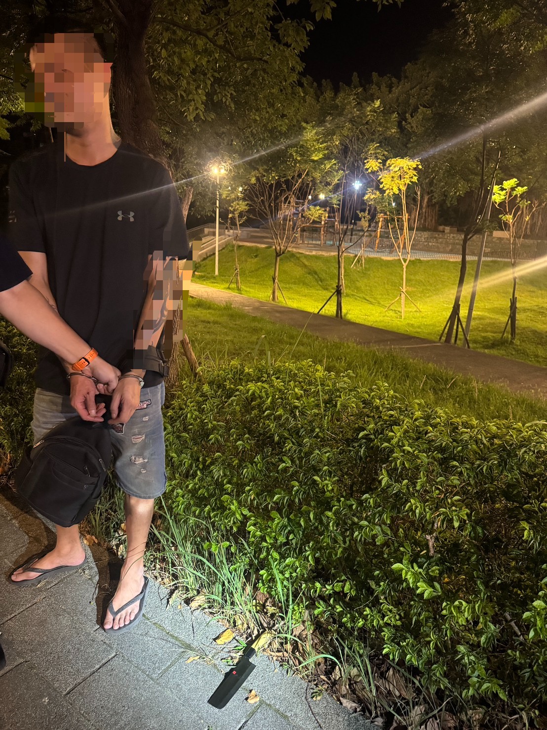 警方逮捕砍人的雲姓犯嫌。