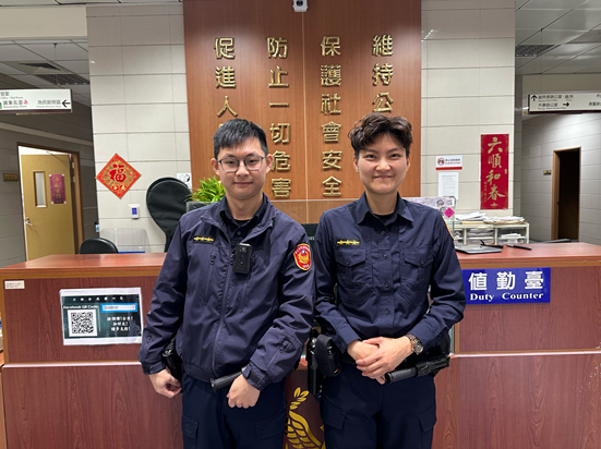 士林分局文林派出所警員林志一、黃亭瑄。