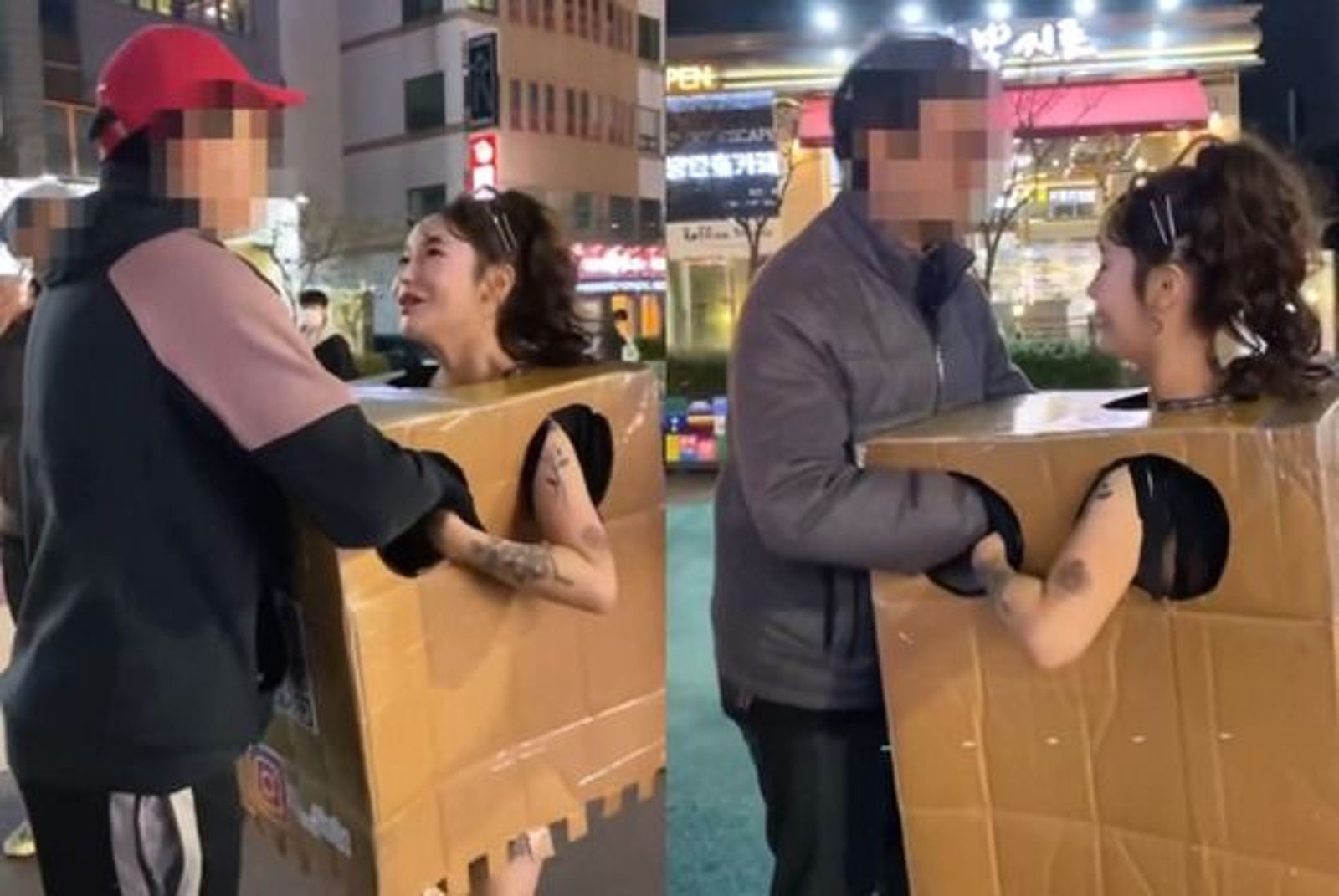 韓AV女優曾穿著「摸乳箱」上街任人隨意摸。（圖／翻攝IG）