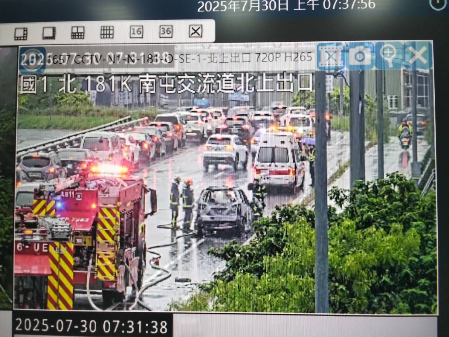 國道1號南屯段自小客車突發火燒車　幸無人傷亡、消防緊急撲滅
