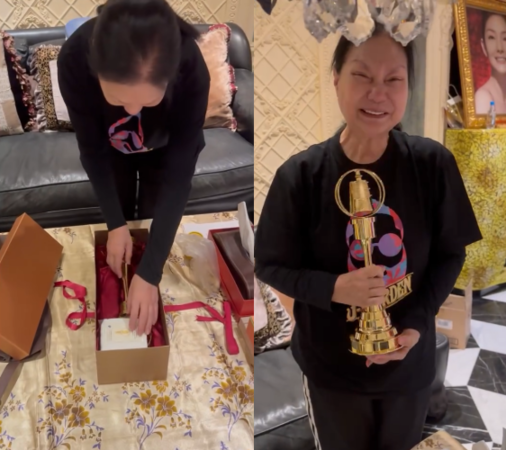 小S分享徐媽媽開箱金鐘獎盃。(圖/翻攝小S IG)