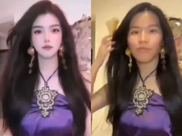 美妝直播主濾鏡消失,真面目曝光後掉粉14萬。(圖/翻攝微博)