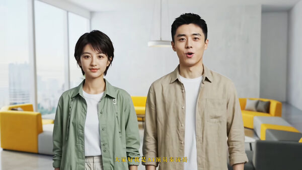 大陸製作公司宣布兩位AI演員出道。（圖／翻攝抖音）