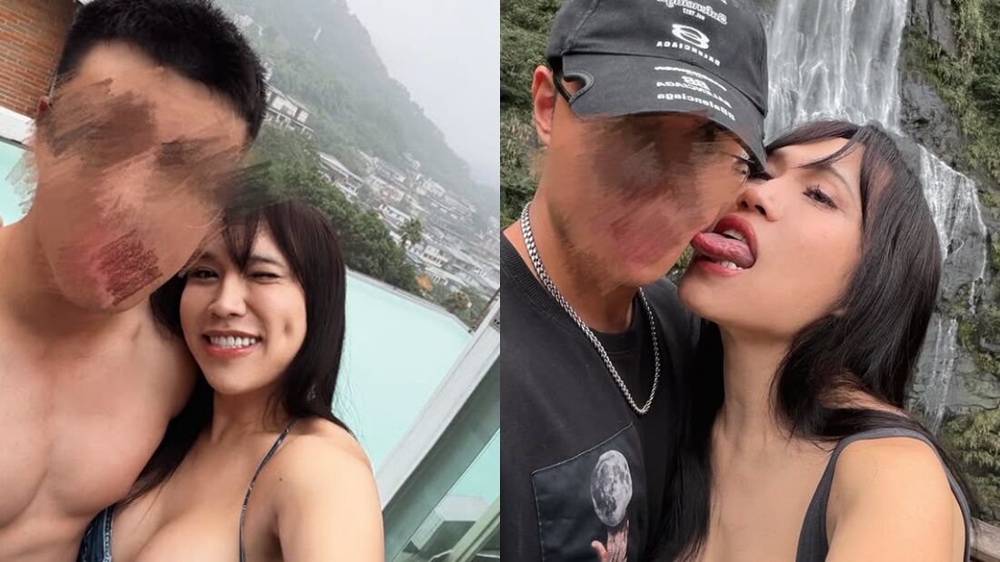 黃小愛分享和男友泡溫泉的放閃合照。(圖/翻攝黃小愛IG)