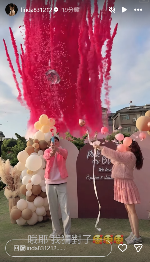 啾啾陳晨威舉辦性別派對。（圖／翻攝琳妲IG）