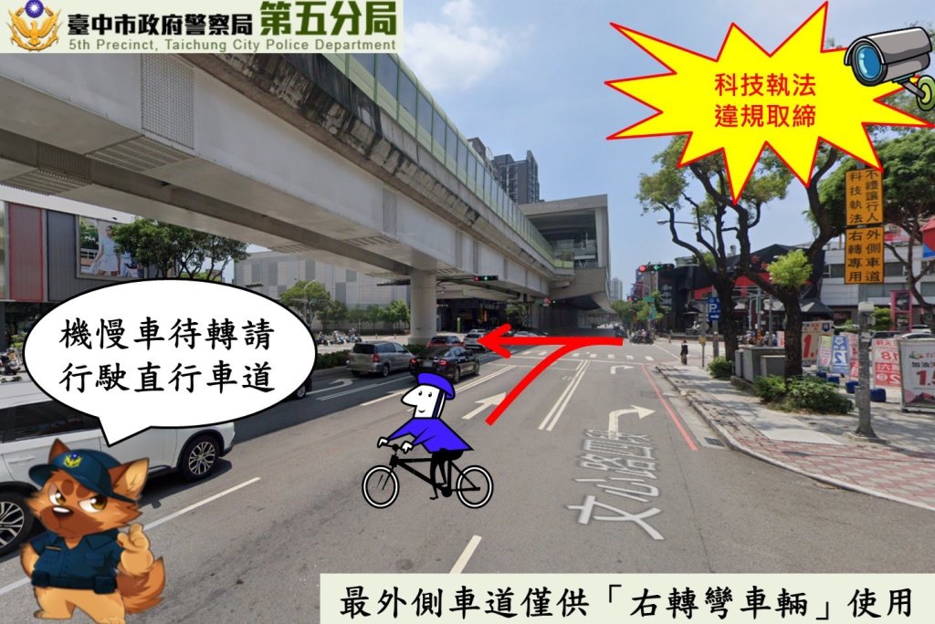 台中文心崇德路口交通違規63件 為2024全市十大易肇事路口第6