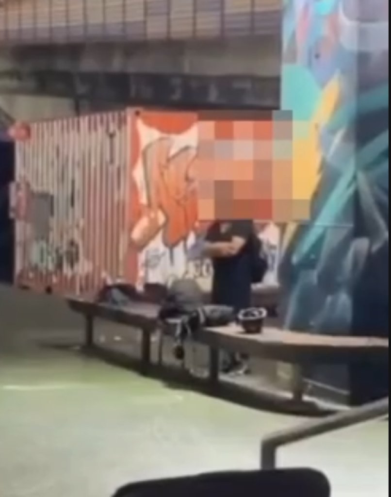 滑板場行竊！黑衣男鬼祟偷包遭家長錄影直擊 警民聯手現場逮人